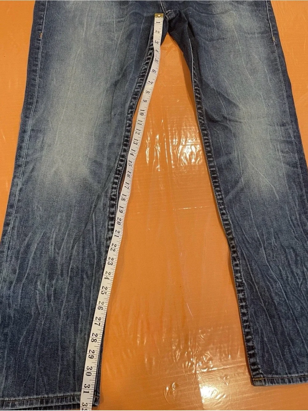 Y2K True Religion Jeans Rocco Relaxed Skinny Size 40 Blue Distressed Denim - Picture 13 of 14